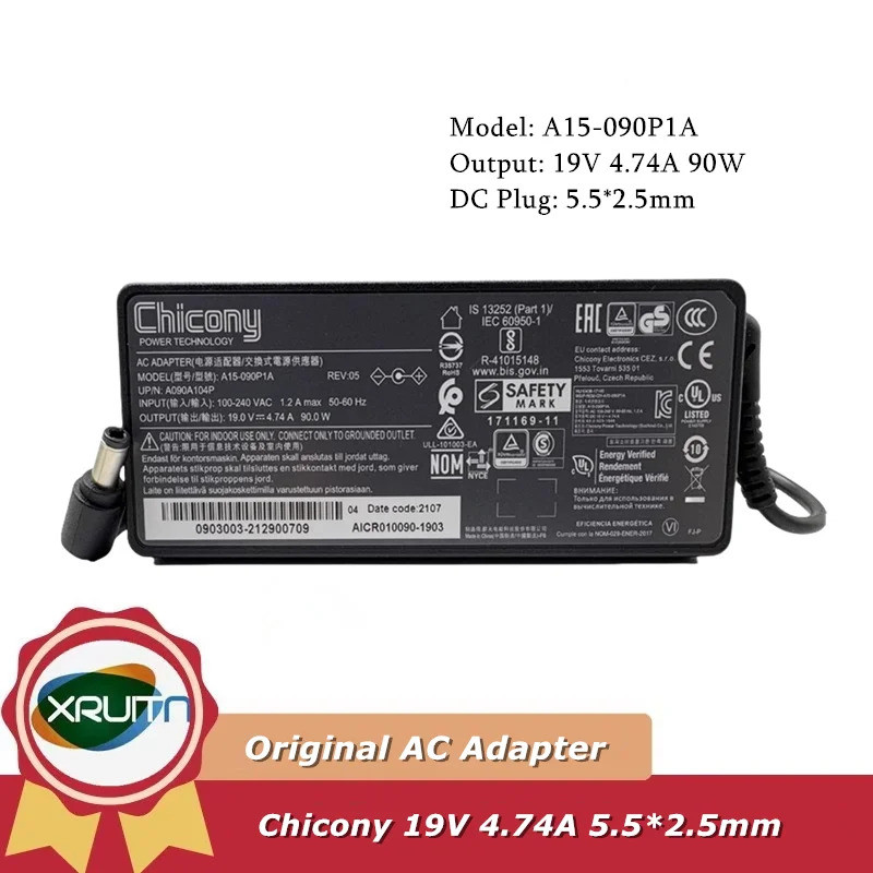 ของแท้ Chicony A15-090P1A 19V 4.74A 90W 5.5x2.5 มม.อะแดปเตอร์ AC แล็ปท็อปสําหรับ A10-090P3A A16-090P
