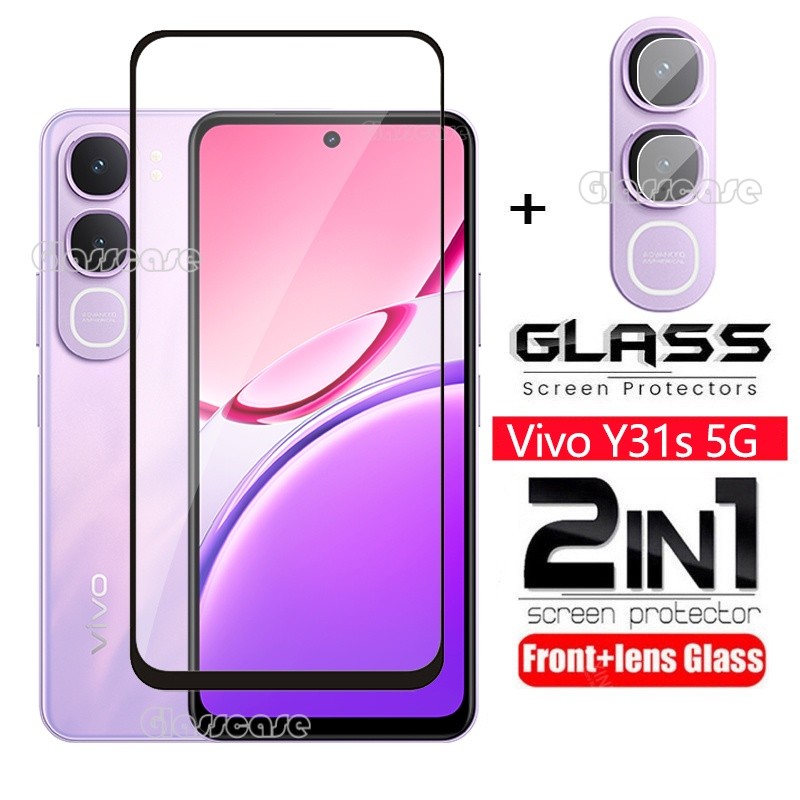 2 in 1 ป้องกันหน้าจอกระจกนิรภัยฟิล์มสําหรับVivo Y31s Y31 Y31d Y31dPro Y21 Y21d Y11 Y11d Y05 VivoY31s