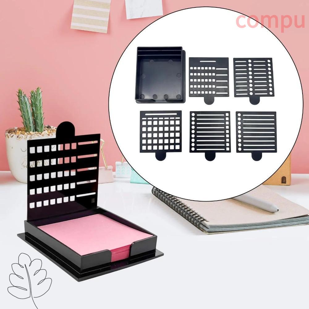 COMPU Sticky Note Stencil, Note Box Sticky Note Organizer Sticky Note Holder Set, Dispenser Line Dra