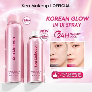 [NEW LAUNCH TRAVEL SIZE 40ML] Sea Makeup Stayput Glow Fix Setting Spray - Longlasting Makeup 24 Jam Continuous Glowing Korean Glass Skin with Aloe Vera Extract Finish Fine Mist Spray Primer Makeup Kosmetik Wajah Tahan Lama