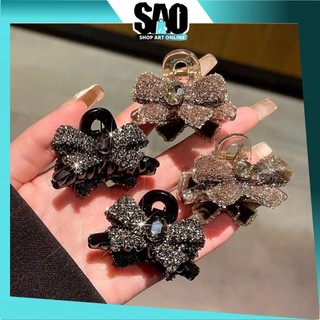 SAO - F6865 Jedai Mini Wanita Hiasan Kristal / Jepit Rambut Pita Glitter Kecil / Aksesoris Fashion