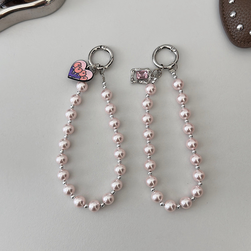 หรูหราโซ่โทรศัพท์มือถือ French Pearl ข้อมือสไตล์สายคล้องโทรศัพท์มือถือ DIY จี้ลูกปัด High-End All-Match จี้
