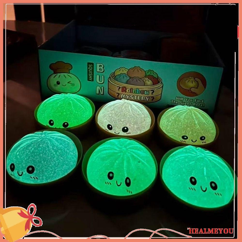 AQUA Squishy Dumpling,น่ารักนุ่ม Luminous Dumpling Squishy ของเล่น,ชายหญิง Noctilucent Glitter Pinch Sensory Fidget Ball เด็กผู้ใหญ่
