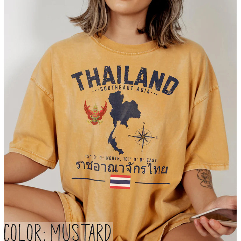 Thailand Shirt Southeast Asia Comfort Colors Tee Map Coordinates aruda Emblem Travel Souvenir ift Ki