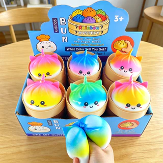 สีไล่ระดับสียูนิคอร์น Dumpling Squishy ของเล่น Surprise กล่องตาบอดจําลองอาหารผ่อนคลายบีบของเล่น
