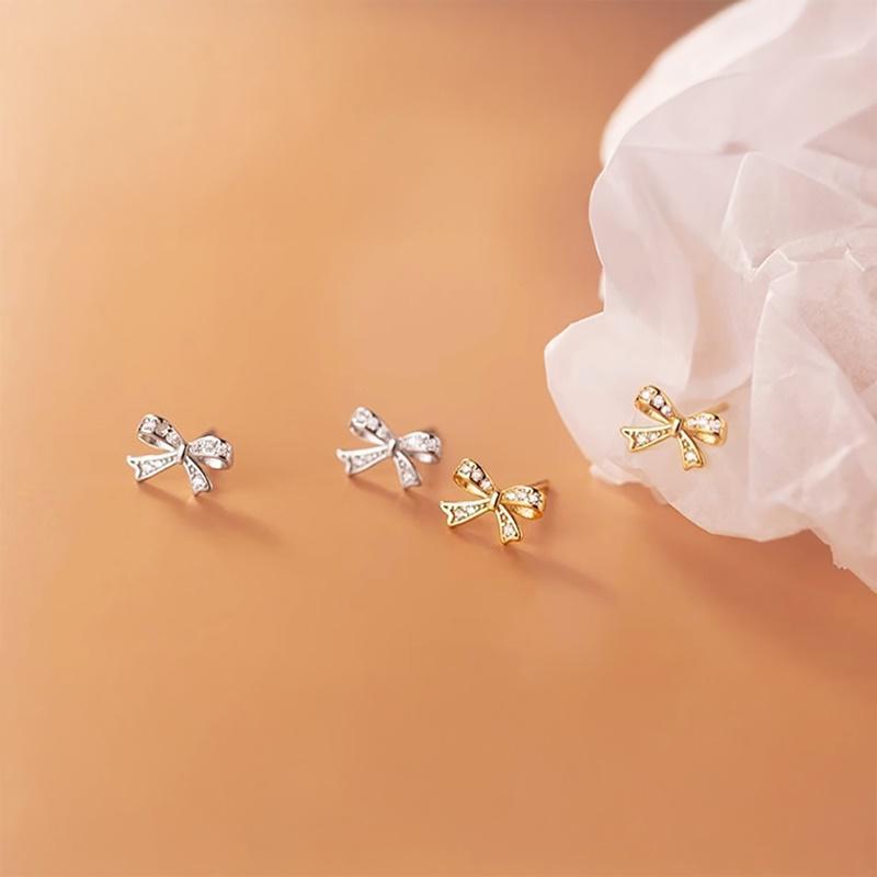 Bow of Elegance Earrings ต่างหูเงินแท้ S925 [MERCELO]