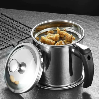 COD ที่กรองน้ำมัน 1.3L หม้อกรองน้ำมันพืช หม้อกรองน้ำมันสแตนเลส มีฐานหน้าจอและฝาปิดและที่จับ แบบหนา ทนต่อความร้อน