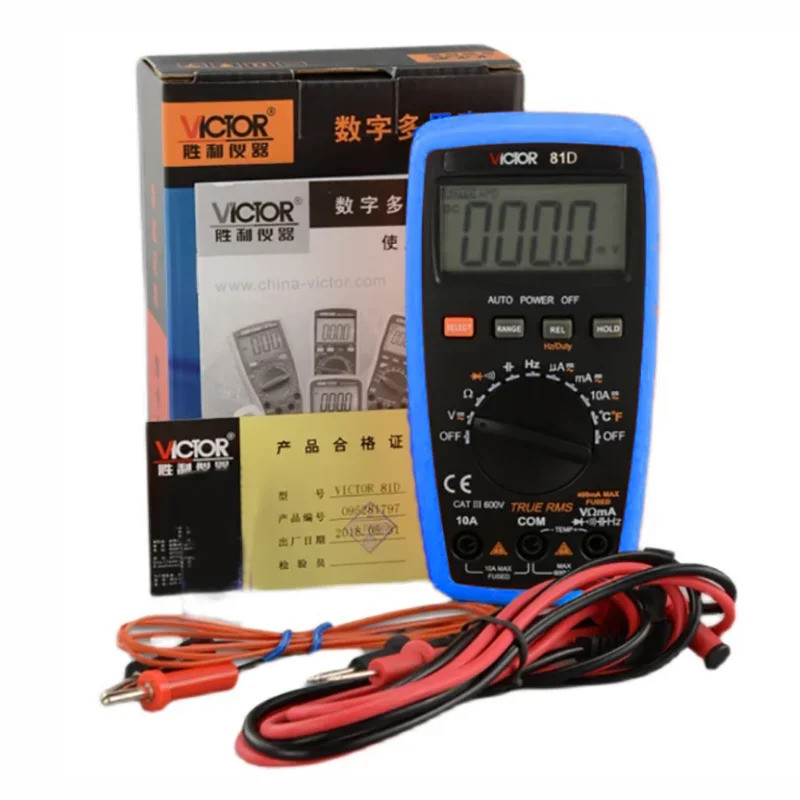 VICTOR VC81B VC81D 3 3/4 มัลติมิเตอร์แบบหลักช่วงอัตโนมัติสามารถวัดอุณหภูมิช่วงอัตโนมัติ/การวัดความถี