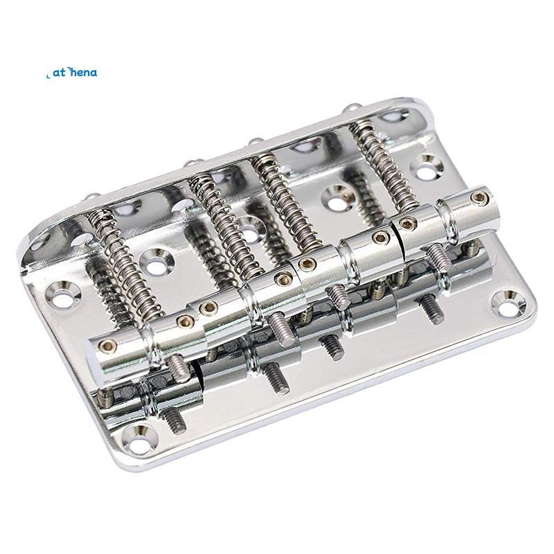athena55Hard Tail Fixed Guitar Bridge เข้ากันได้กับ 4 String Jazz หรือ Style Guitar Top Load Chrome