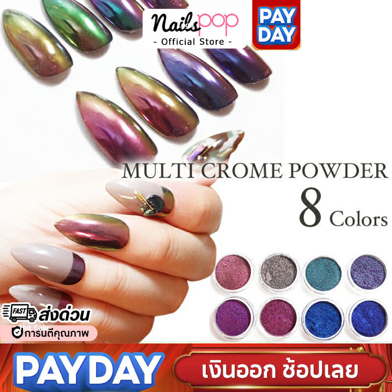 พร้อมส่ง⚡ผงกระจก ผงขัดเล็บ Chameleon Mirror Nail Powder 0.3g ผงขัดสีเหลือบ (ละเอียดพิเศษ) แถม แปรงขัดผงกระจก @nailspop