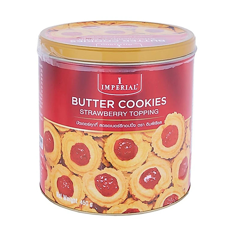 อิมพีเรียล คุกกี้เนย สตรอเบอร์รี่ทอปปิ้ง 450 กรัม - Strawberry Jam Cookies 450g Imperial brand