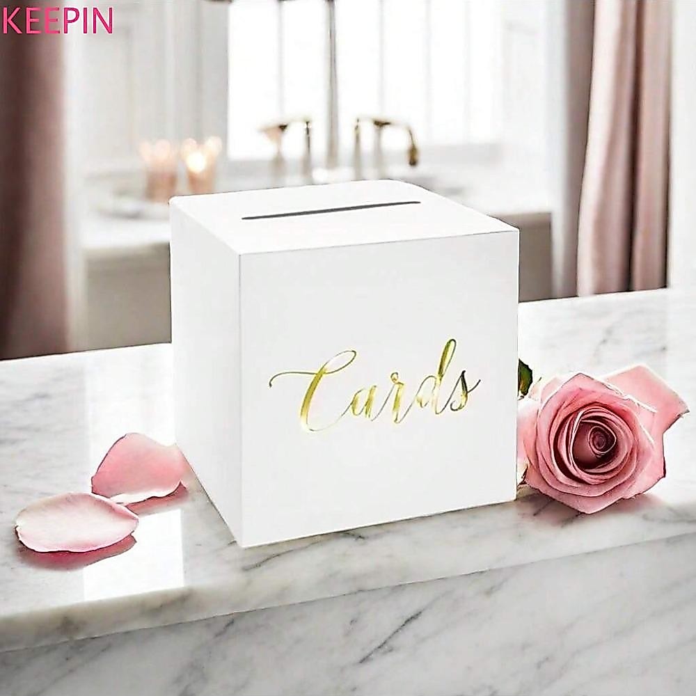 กล่องการ์ดแต่งงาน KEEPIN ของขวัญอวยพร สีขาว/ดํา กล่องซองจดหมาย DIY งานฝีมือ การ์ดกระดาษแข็ง