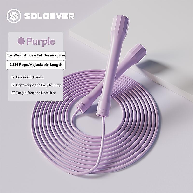 SOLOEVER เชือกกระโดด PVC  ปรับความยาวได้ 2.8 เมตร-ด้ามจับนุ่ม  เผาผลาญไขมัน-ลดหน้าท้อง  แข็งแรงทนทาน