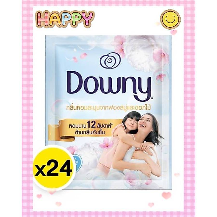 [ยกแพ็ค] Downy ดาวน์นี่ น้ำยาปรับผ้านุ่ม สูตรเข้มข้น 20 มล. x 24 ซอง [5บาท] สีขาว กลิ่นฟองสบู่และดอกไม้