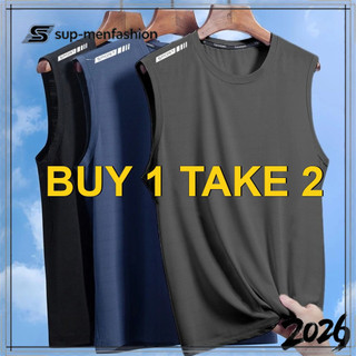 Buy 1 Take 2 Plus Size Summer Mesh Sando for Men Quick-drying Thin Sleeveless Top Plain Vest M-5XL Black/White/Grey/Blue