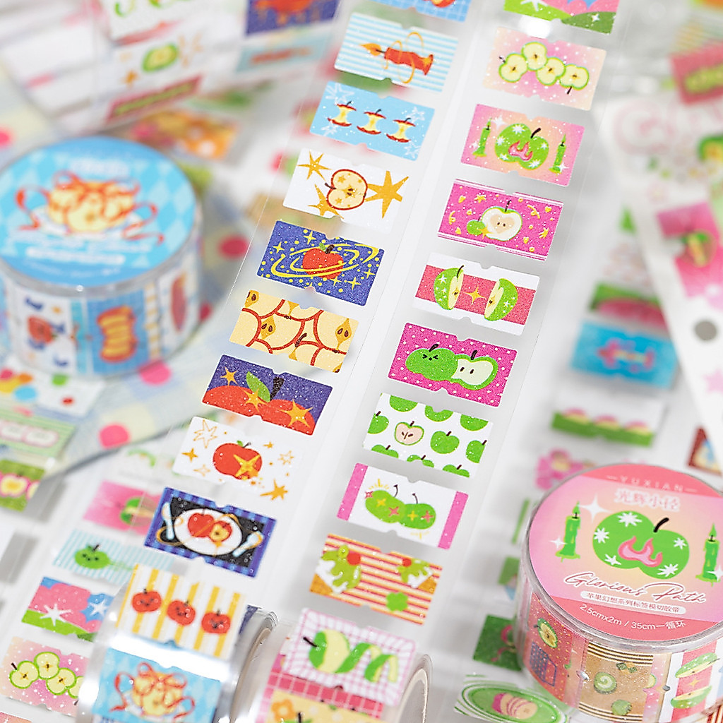 ไดลี่|Creative Apple Element Label Die-Cut Tape Apple Fantasy วัสดุสติกเกอร์คู่มือ diy ตกแต่งวัตถุขนาดเล็ก Collage คู่มือสติกเกอร์เทป