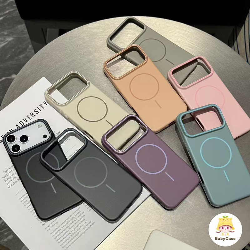 แฟชั่นเรียบง่ายจับคู่สีบริสุทธิ์ เคสแม่เหล็ก สำหรับ IPhone 11 17 16 17 13 15 12 14 Pro Max 15 14 13 16 Plus AIR