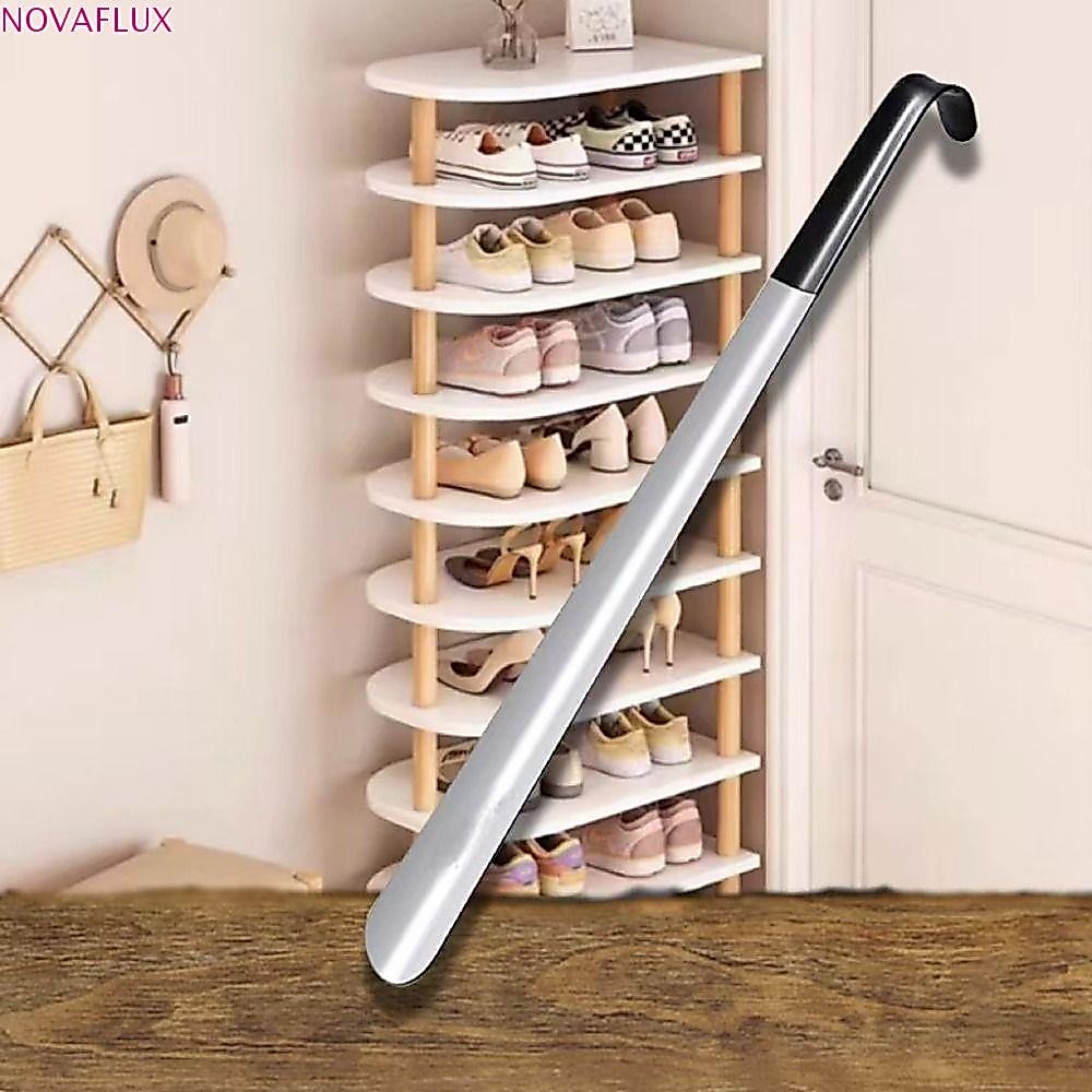โนวาฟлักซ์ ไม้รองเท้าผู้ช่วย 42 เซนติเมตร .easy.to.use.horn.ยืดหยุ่น รองเท้าดึงสแตนเลส ด้ามยาว สวมใส่ง่าย