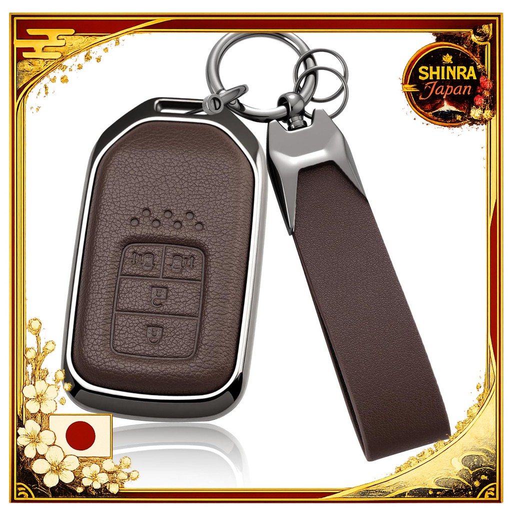 《Direct From Japan》  PIMOHI Compatible with Honda Key Case Metal Genuine Leather Freed Key Cover Vez