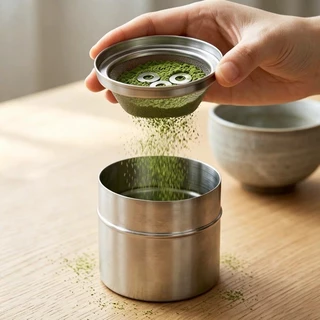 MLADEN ตะแกรงสแตนเลส Matcha ผง อาหารเกรด 304 สแตนเลส ด้วยลูกปัดตะแกรง กระป๋องร่อนผงมัทฉะสั่นมือ