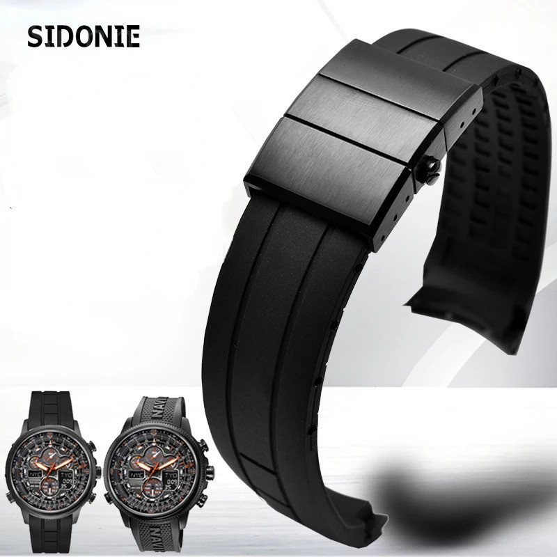 สายนาฬิกาซิลิโคนสําหรับ Citizen City Air Eagle Jy8035-04e 8030 กันน้ํายางกันเหงื่อชายซิลิโคนอะไหล่ 2