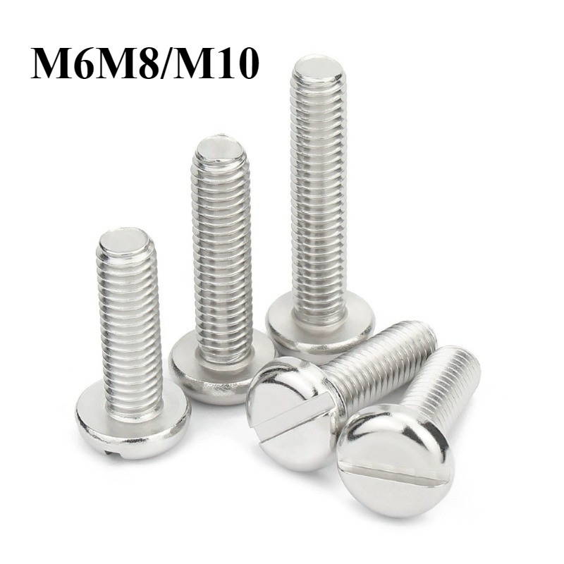 304 สแตนเลส one-slot สกรูหัวทรงกระบอก GB65 สกรู slotted หัวกลม bolt M6M8/M10CHANGMU