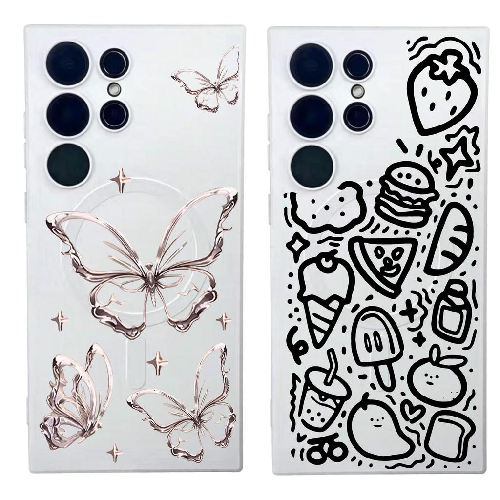 สําหรับSamsung s26 Ultra S25 FE S25 UltraกรณีS24 Ultra S24 FEน่ารักการ์ตูนแม่เหล็กS23 ultraเลนส์ฟิล์