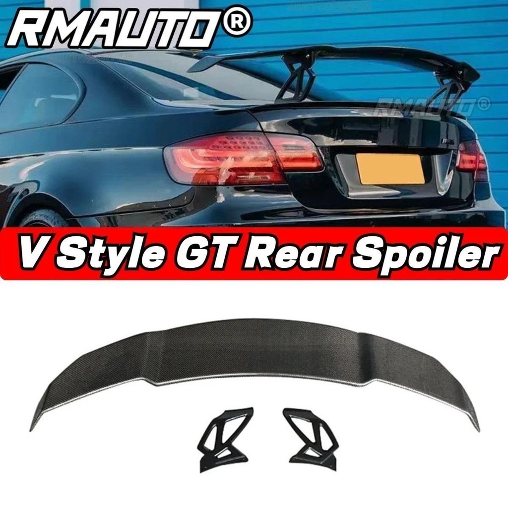 RMAUTO คาร์บอนไฟเบอร์ V สไตล์ Universal รถด้านหลังสปอยเลอร์ Wing Body Kit สําหรับ BMW E90 E93 F10 F3