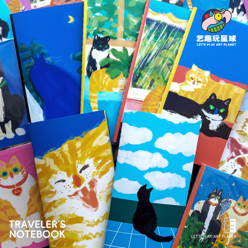 Art Fun Play Planet [LOOK CATS] Original Cartoon Cat Handbook TN Inner Core Standard Notebook 110 * 