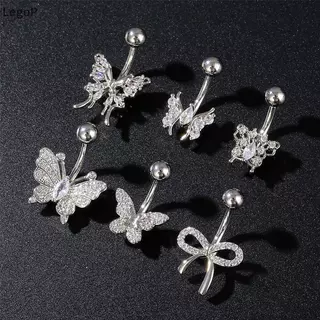 LegoP แฟชั่นผีเสื้อ Bow Belly ปุ่มแหวนสแตนเลสZircon Navelเจาะแหวนผู้หญิงสาวเซ็กซี่เครื่องประดับของขวัญ (TH)