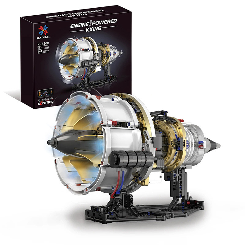 564 ชิ้นเครื่องบิน Turbofan บล็อกตัวต่อเครื่องยนต์พร้อม APP-Controlled Light Programmable Model Kit