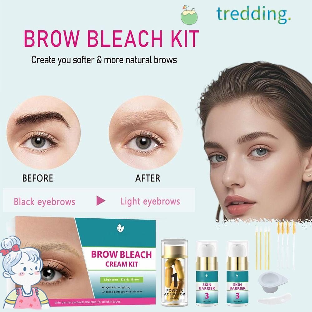 TREDDING491 Brow Lightening Kit, Quick ใช้งานง่าย Brow Bleach Kit, 5 แอพพลิเคชั่น No Drip Eyebrow Bl