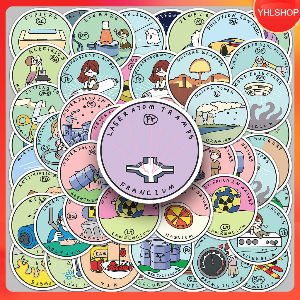 พร้อมส่ง118แบบ สติกเกอร์ การ์ตูน ตารางธาตุ เคมี PTABLE periodic table of elements cartoon sticker