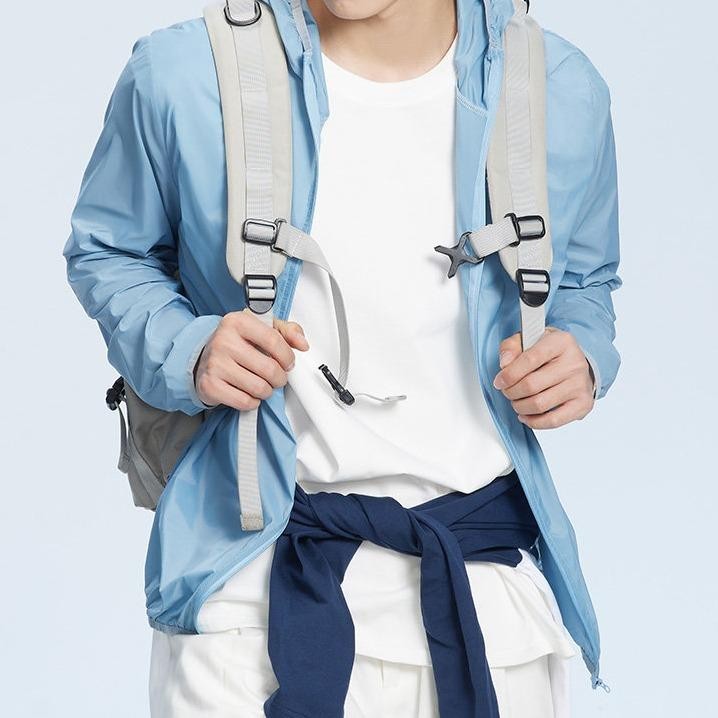 เสื้อแจ็คเก็ตกันแดดมีฮู้ดสำหรับผู้ชาย, ผ้าไหมน้ำแข็ง, น้ำหนักเบาและระบายอากาศได้, ป้องกันรังสียูวี, เสื้อผ้าผิวแห้งเร็ว, เหมาะสำหรับฤดูร้อน ราคา ถูกที่สุด ดีลบีเคเค แกลเลอรีภาพที่ 7