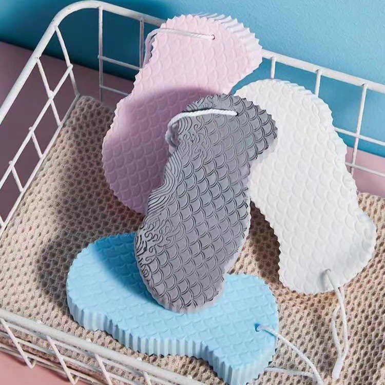 AO Home Span Mandian 3D Bath Sponge Fish Scale Texture Body Scrub Sponge Deep Cleaning Skin Gentle E