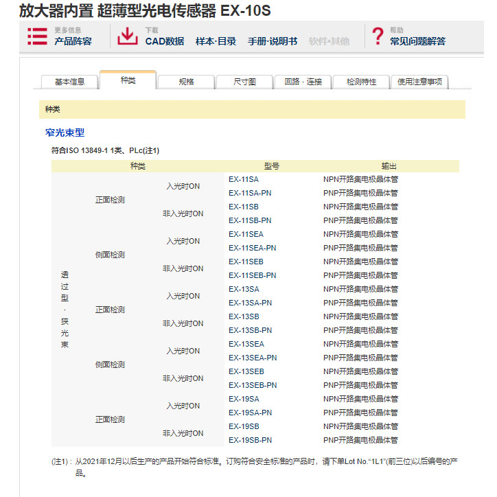 Panasonic Optoelectronics EX-11SA 13SB EX-13SEA B 13SA 13SEAD EX-13SP 11SP