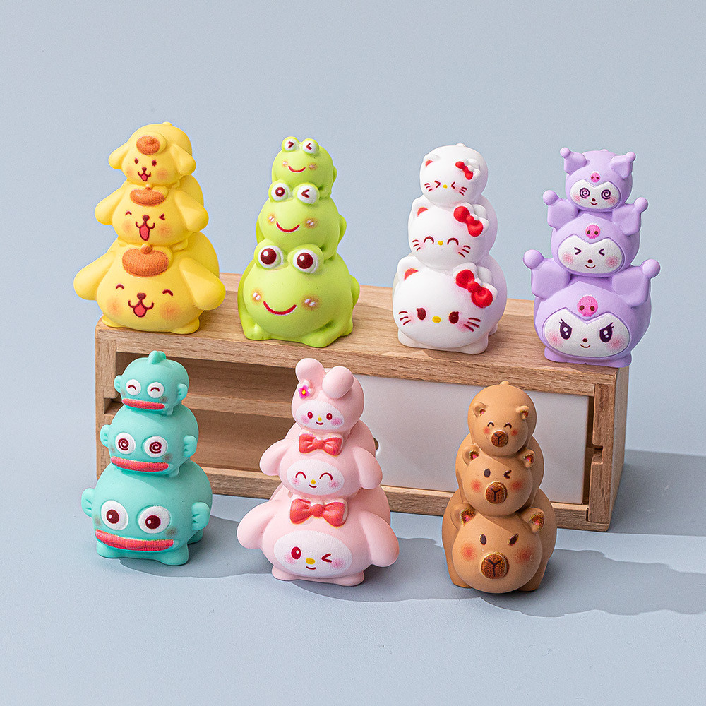 7PCS Matt Frog Bear Puppy San Rio Stuntsun เรซิ่น Charms สําหรับ DIY(6-264)