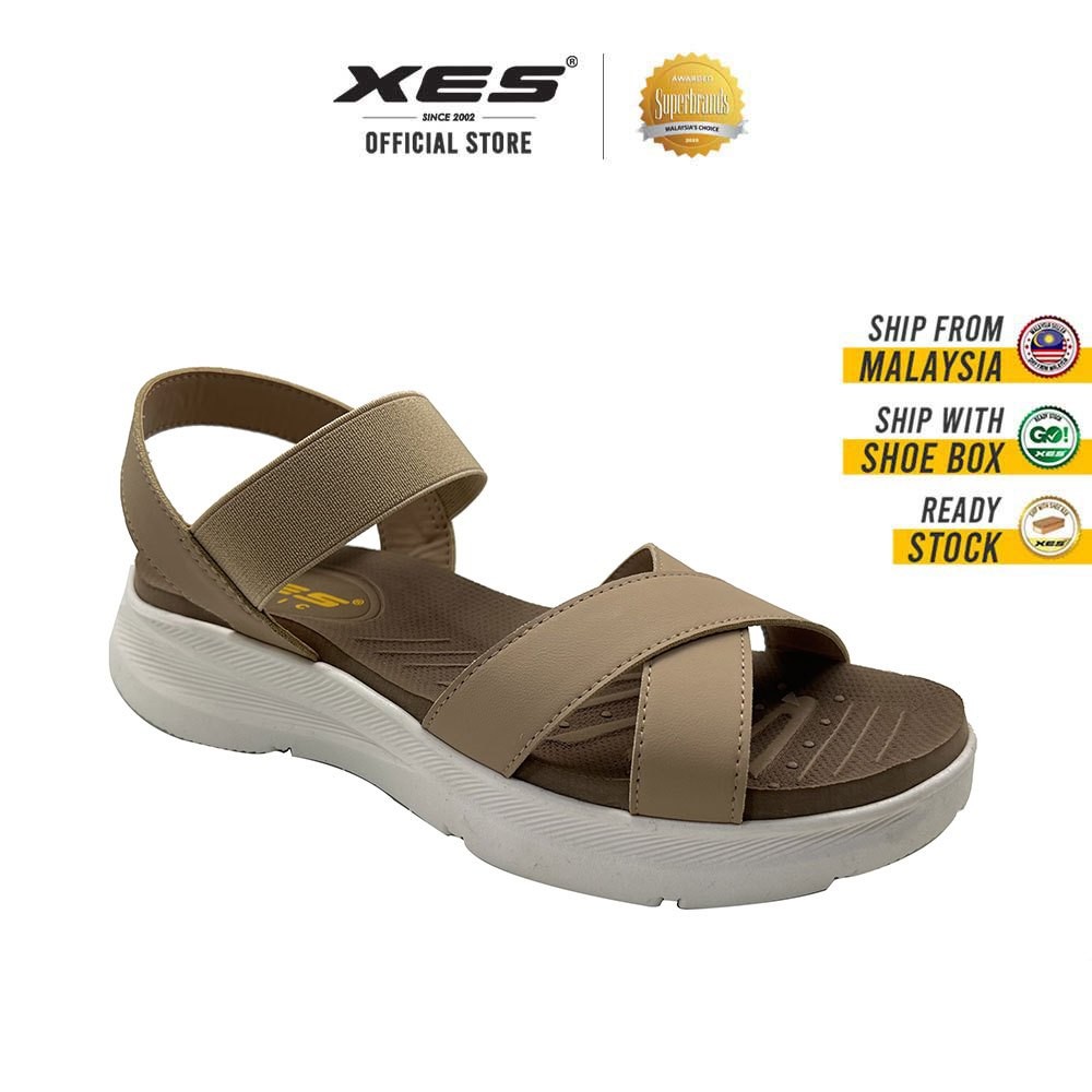 XES Ladies BSLM61183 Buckled Sports Sandals ( สีเบจ / กรม )