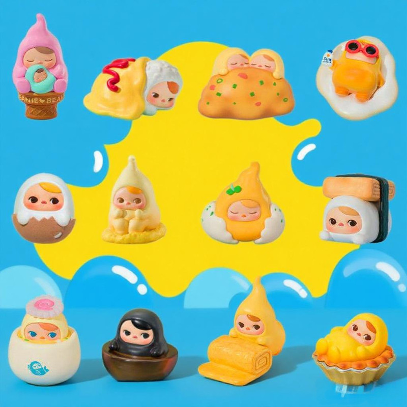 P POPMART PUCKY PUCKY PUCKY Egg Bean Series Mystery Box อินเทรนด์ของเล่นตุ๊กตาของขวัญ