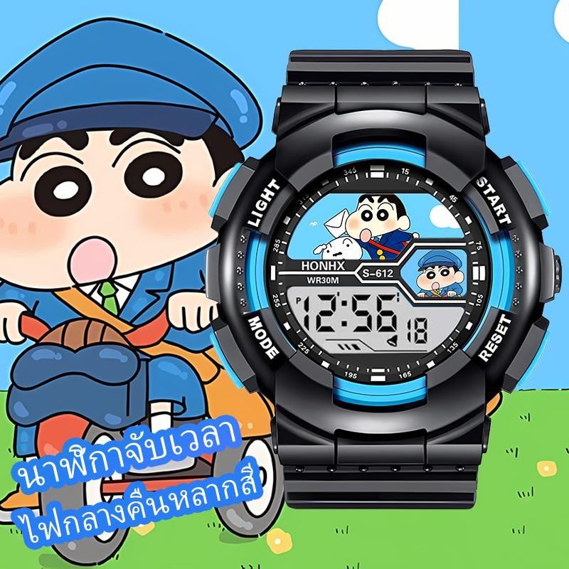 นาฬิกาสปอร์ตดิจิตอลกันน้ําสำหรับเด็ก แบบ Shin-Chan และ Crayon Style