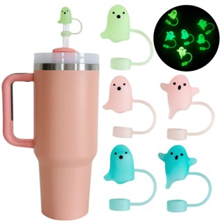 SUGAW 10 มม.ซิลิโคนฟาง, Tumbler Luminous Straws หมวก, ฮาโลวี…