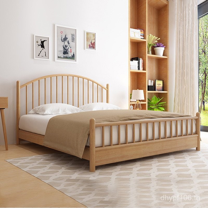 เตียงไม้คู่นอร์ดิก มิหยวน 5 วัน 1.21.Apartment Solid Wood Modern Simple Style B & B Master Bedroom S