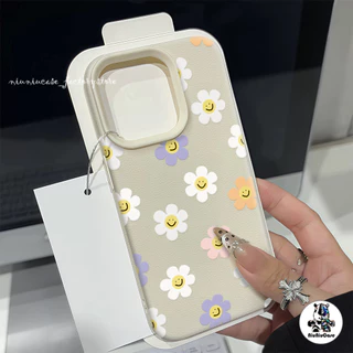 เคสหนังเนื้อนิ่มสีแคนดี้ For iPhone 13 เคส TPU ดอกไม้สีสันสดใสน่ารัก For iPhone15 11 14 13 12 16 Pro Max XS XR 7 8Plus