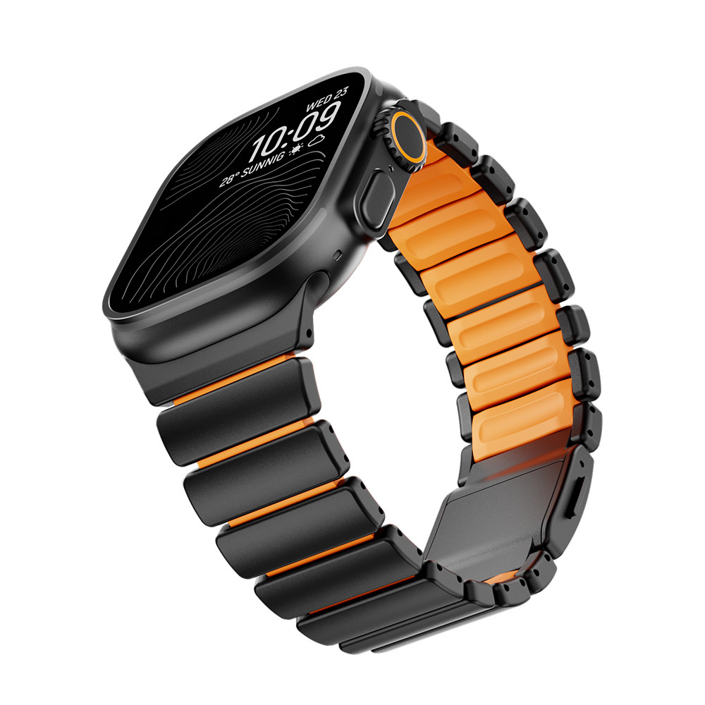 สายนาฬิกาไทเทเนียมสําหรับ iWatch Ultra1 2 49 มม.ซิลิโคนด้านหลังสําหรับ iWatch series 10 9 8 7 6 5 4 SE 46 มม.45 มม.44 มม.