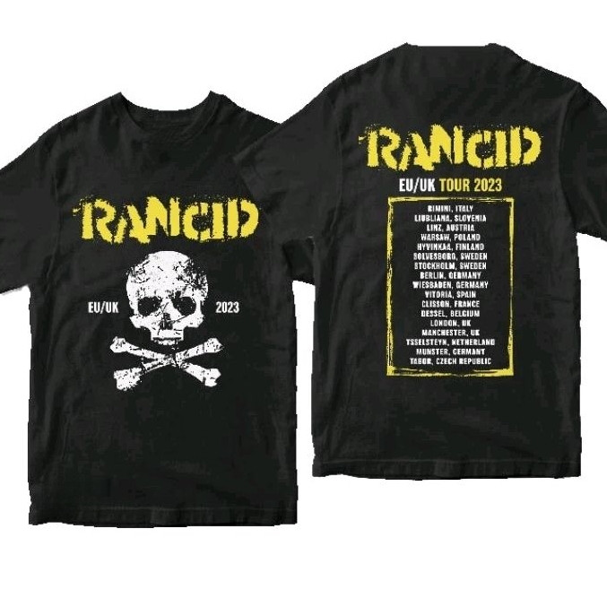 Rancid Tour Europe UK Punk Band เสื้อยืดผ้าฝ้าย 100% Unisex แขนสั้นรอบคอ