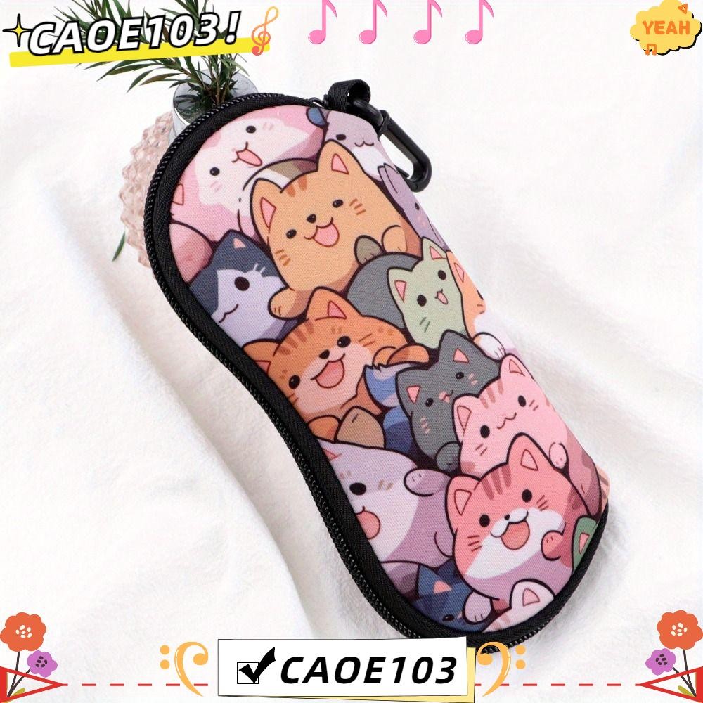 กระเป๋าใส่แว่นกันแดดลายแมวจากไนลอน มีพวงกุญแจ ของขวัญสร้างสรรค์และทนทาน