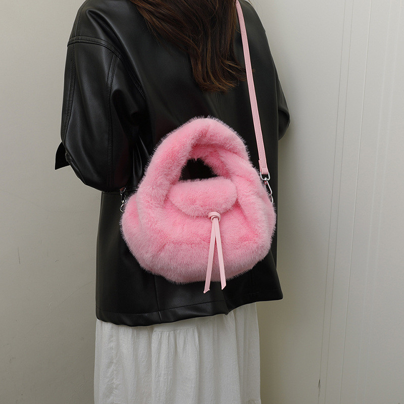 กระเป๋าถือแบบคล้องบ่าขนนุ่ม สไตล์เกาหลี สำหรับฤดูฝนจนถึงหนาว