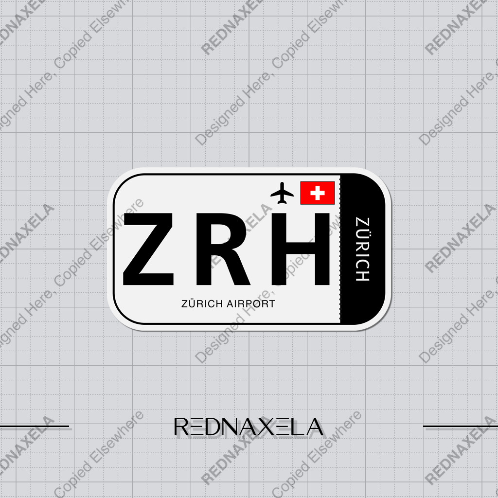 Zürich Airport Vinyl Sticker Code ZRH Sign Sticker