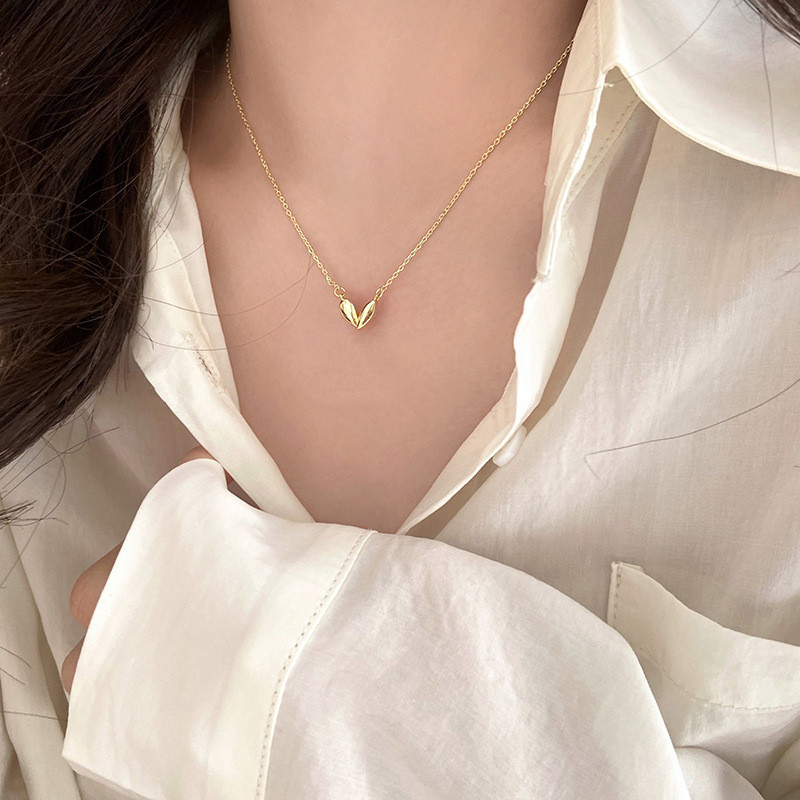 สร้อยคอมุกหัวใจพีช Acacia Bean Love ออกแบบเฉพาะสำหรับปี 2023 สร้อยคอมากความประณีต สายคลาวิกเกิล 3IP6