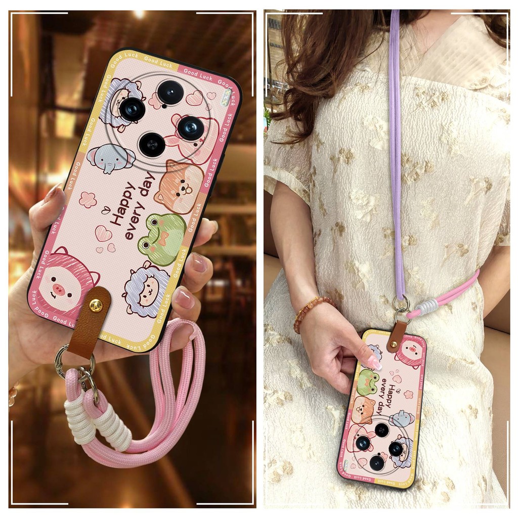 ผู้หญิงเปลือกนิ่ม VIVO X100 Pro 5G/X100S Pro เคสโทรศัพท์สายรัดข้อมือรวมทุกอย่างขอบน่ารักสองสีแนวทแยง